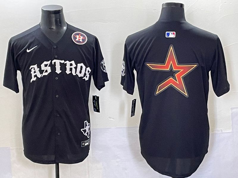 Men 2025 Houston Astros Blank Black Seven generations Joint Name Nike MLB Jersey style 15->houston astros->MLB Jersey